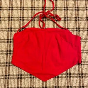 red matching skirt set